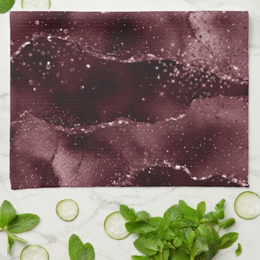 Moody Agate | Wijn Bordeaux Sangria Merlot Maroon Theedoek (Gevouwen)