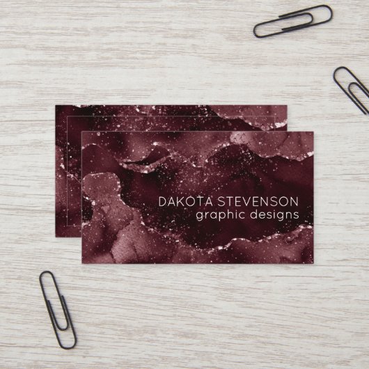 Moody Agate | Wijn Bordeaux Sangria Merlot Maroon Visitekaartje (Voorkant / Achterkant in situ)