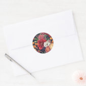 Moody Amaryllis en Chrysanthemum Floral Wedding Ronde Sticker (Envelop)