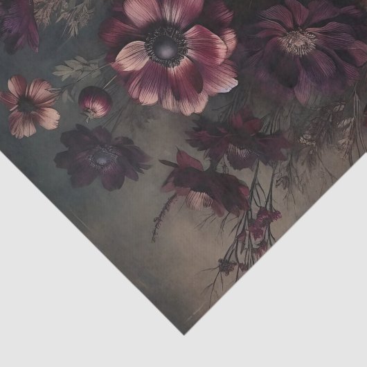 Moody Anemone Bloeit Botanische Bloemkunst Tissuepapier (Detail)