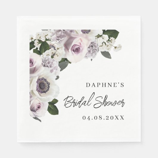 Moody Anemone en Paarse Bloemen Vrijgezellenfeest Servet (Voorkant)