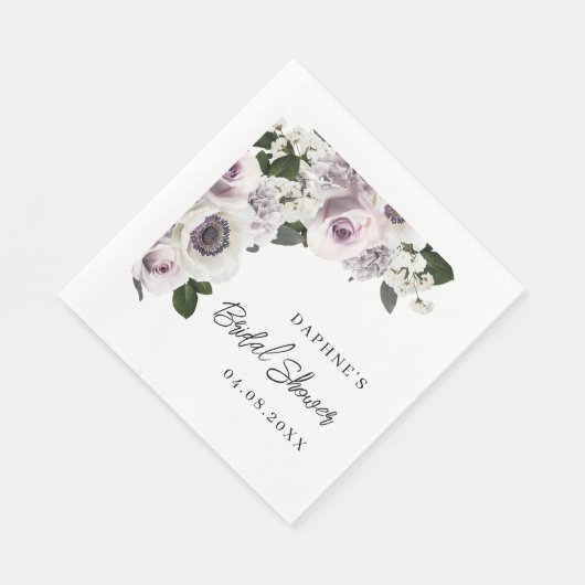 Moody Anemone en Paarse Bloemen Vrijgezellenfeest Servet (Hoek)