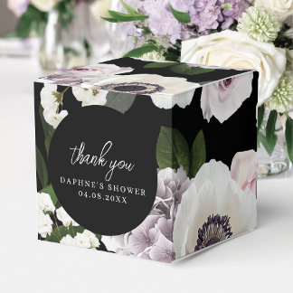 Moody Anemone & Paarse Floral Vrijgezellenfeest Sq Bedankdoosjes