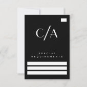 Moody Art Deco Zwart Wit Huwelijk RSVP Kaartje (Achterkant)