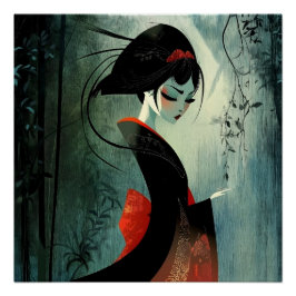 Moody attent anime meisje perfect poster