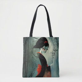 Moody attent anime meisje tote bag