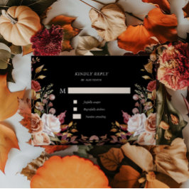 Moody Autumn Floral RSVP Response Kaart