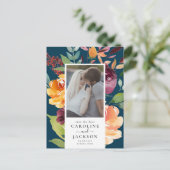 Moody Autumn Flowers Photo Save the Date Briefkaart (Staand voorkant)