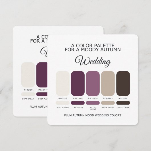 Moody Autumn Plum Wedding Color Palette Card Kaart (Voorkant / Achterkant)