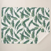 Moody Banana bladeren white Sherpa Deken (Voorkant (horizontaal))