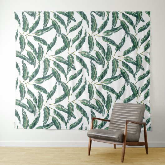 Moody Banana bladeren white Wandkleed (In Situ (horizontaal))