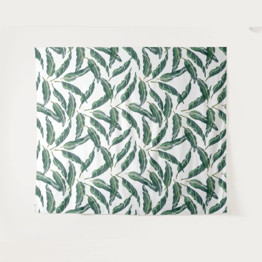 Moody Banana bladeren white Wandkleed (Voorkant (horizontaal))