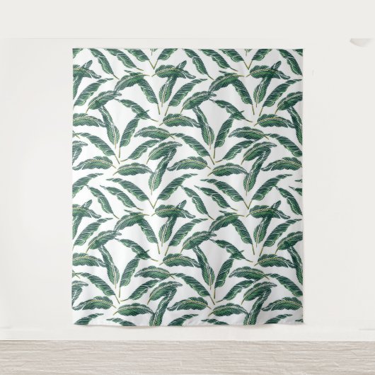 Moody Banana bladeren white Wandkleed (Voorkant)