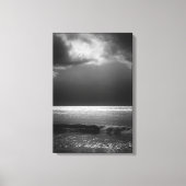 Moody Beach Landscape Stormy Clouds Sun Rays Canvas Afdruk (Voorkant)