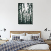 Moody berken in bos Monochroom Canvas Afdruk (Insitu (Slaapkamer))