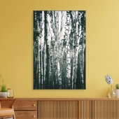 Moody berken in bos Monochroom Canvas Afdruk (Insitu (Woonkamer))