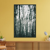 Moody berken in bos Monochroom Canvas Afdruk (Insitu (Woonkamer))