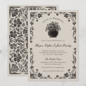 Moody Black Bloemen Gotische bruiloft uitnodiging (Voorkant / Achterkant)