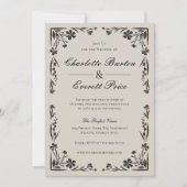 Moody Black Bloemen Huwelijksuitnodiging Kaart (Voorkant)