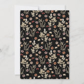 Moody Black Boho Wildflower bruiloft uitnodiging (Achterkant)