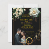 Moody Black Burgundy Blush Floral Peonies Wedding  Notitiekaartje (Voorkant)