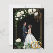 Moody Black Burgundy Blush Floral Peonies Wedding  Notitiekaartje (Achterkant)