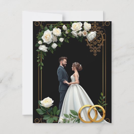 Moody Black Burgundy Blush Floral Peonies Wedding  Notitiekaartje (Achterkant)