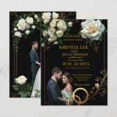 Moody Black Burgundy Blush Floral Peonies Wedding  Notitiekaartje (Voorkant / Achterkant)