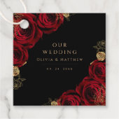 Moody Black Burgundy Roses Wedding  Bedankjes Labels (Voorkant)