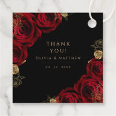 Moody Black Burgundy Roses Wedding  Bedankjes Labels (Achterkant)