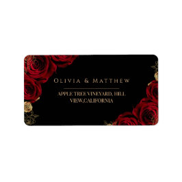 Moody Black Burgundy Roses Wedding  Etiket