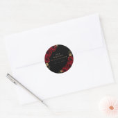 Moody Black Burgundy Roses Wedding  Ronde Sticker (Envelop)