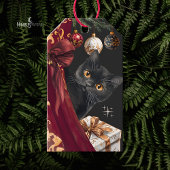 Moody Black Cat Elegant Christmas Gift Tag Cadeaulabel