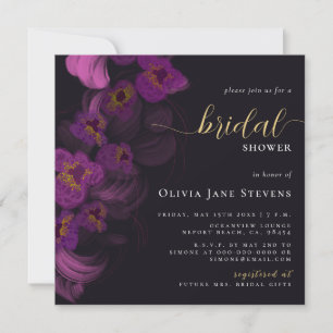 Moody Black Dark Paarse Orchids Chic Vrijgezellenf Kaart