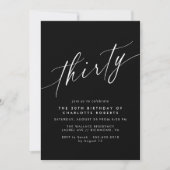 Moody Black | Elegant Script Modern 30th Verjaarda Kaart (Voorkant)