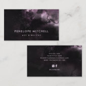 Moody Black en Paars | Donkere Waterverf wervelkol Visitekaartje (Voorkant / Achterkant)