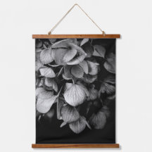 Moody Black en White Hydrangea Flower Floral Wood