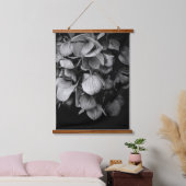 Moody Black en White Hydrangea Flower Floral Wood Hangend Wandkleed (Slaapkamer)
