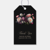 Moody Black Floral Bedankt Wedding Favoriete Label Cadeaulabel (Voorkant)