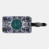 Moody Black Floral Classic Couple Names Wedding Bagagelabel (Achterkant horizontaal)