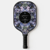 Moody Black Floral Classic Couple Names Wedding Pickleball Paddle (Voorkant)