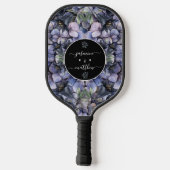 Moody Black Floral Classic Couple Names Wedding Pickleball Paddle (Achterkant)