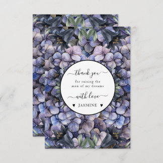 Moody Black Floral Classic Husband Mother Wedding Bedankkaart