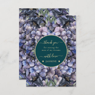 Moody Black Floral Classic Husband Mother Wedding Bedankkaart