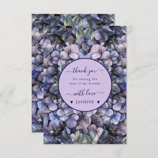 Moody Black Floral Classic Husband Mother Wedding Bedankkaart