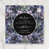 Moody Black Floral Classic Thank You Chic Wedding Bedankjes Labels (Achterkant)