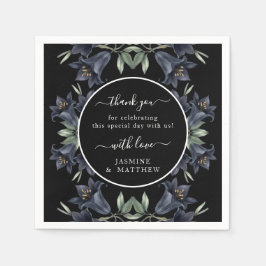 Moody Black Floral Classic Thank You Chic Wedding Servet