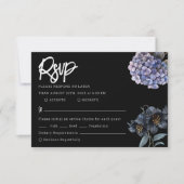 Moody Black Floral Classic Typography Wedding Rsvp (Voorkant)