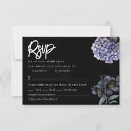 Moody Black Floral Classic Typography Wedding Rsvp