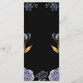 Moody Black Floral Classic Whimsical Chic Wedding Menu (Achterkant)